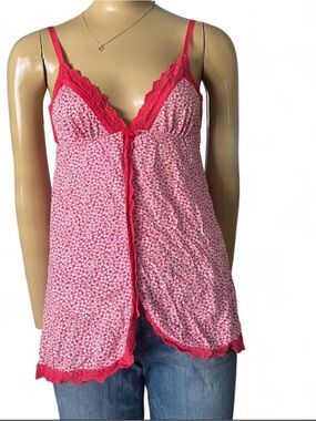 Victoria's Secret Pink Floral Lace-Trim Tank Top
